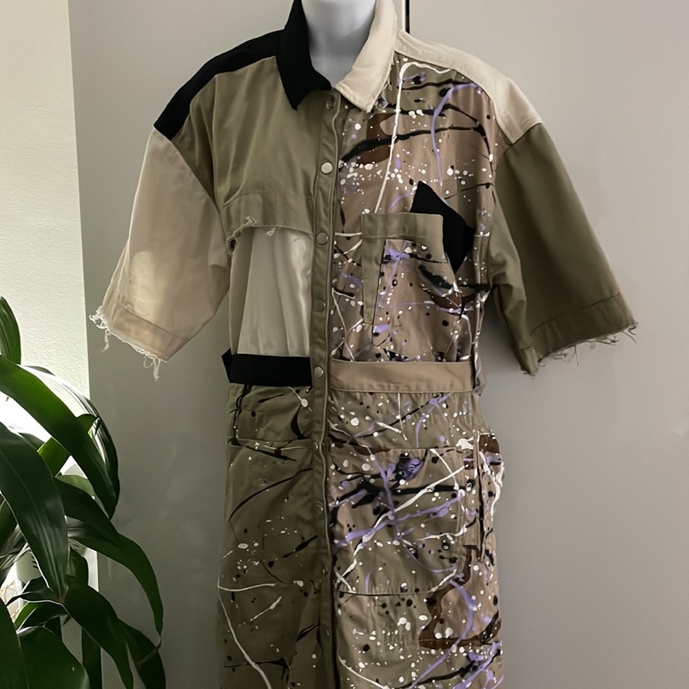 Prfct Nmbr Utility Patchwork Splatter Paint Apron… - image 4